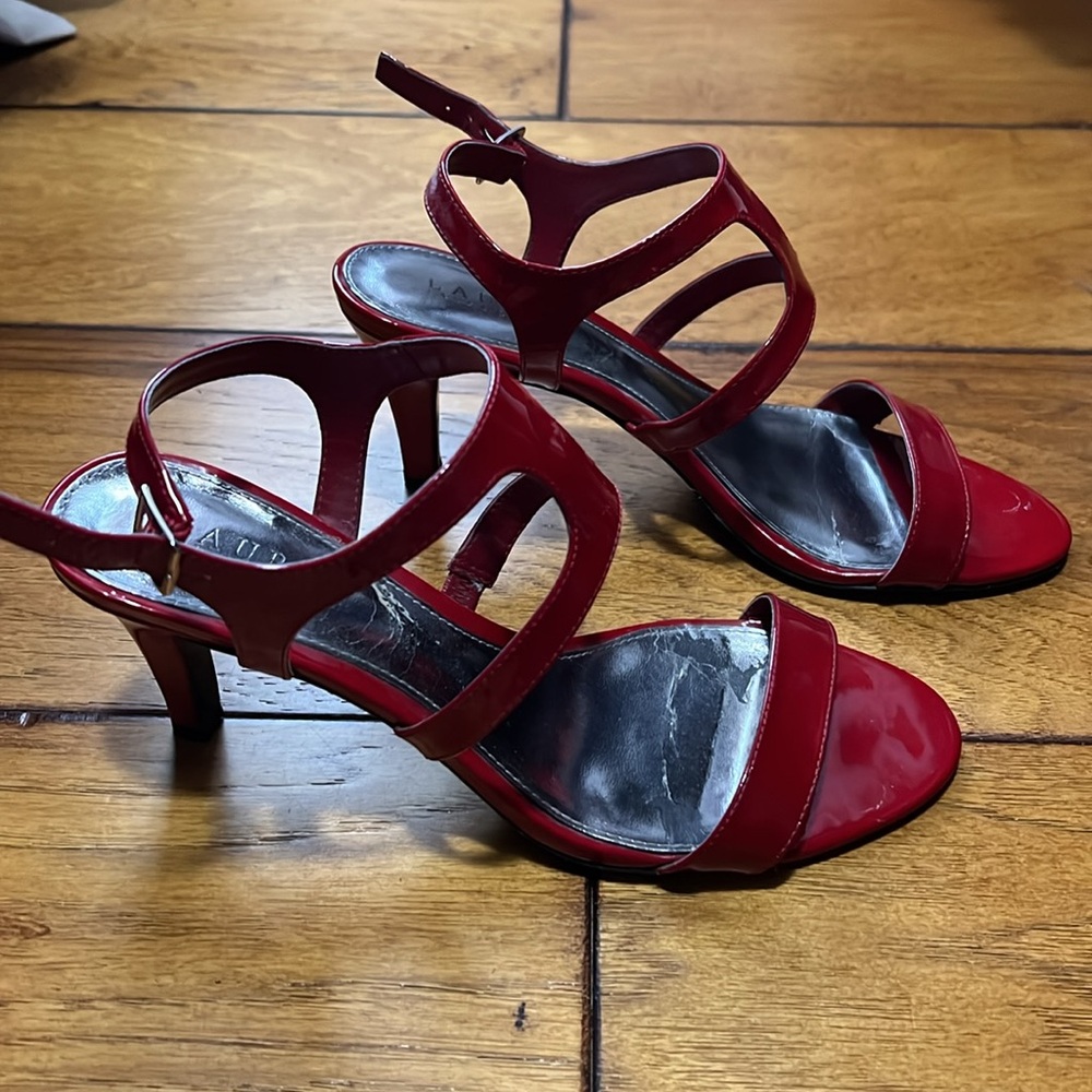 Ralph Lauren Red Strappy Heels Sandals Size 8.5